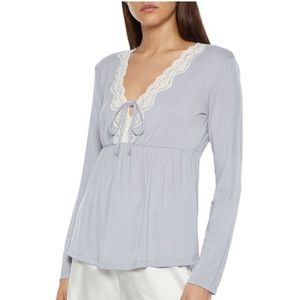 EBERJEY Lady Godiva Lace Trimmed Pajama Top - Women’s Size Medium - New